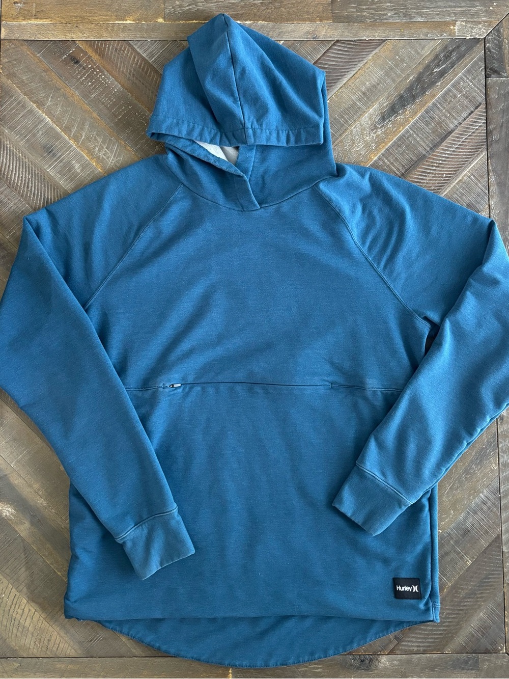 Hurley Nike Dri-FIT Blue Pullover Hoodie Logo Pockets Men's Size L